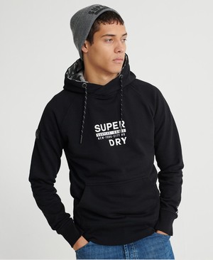 Superdry Surplus Goods Graphic Férfi Kapucnis Pulóver Fekete | WVUSA9135